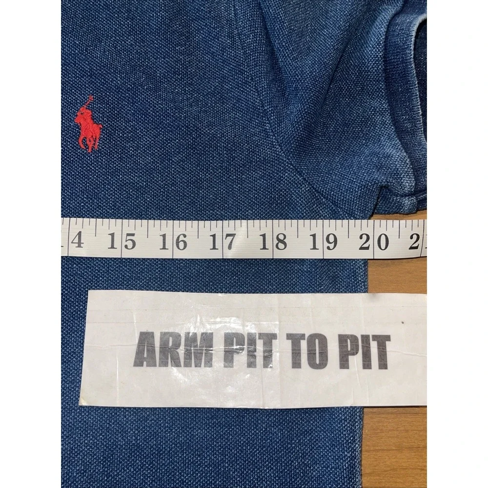 Polo Ralph Lauren Shirt Men XL Blue Skinny Fit Faded Look‎ Pony Logo Preppy